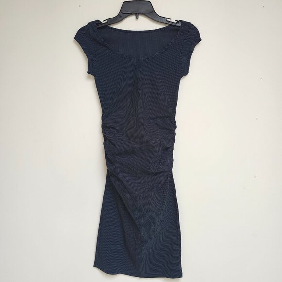 Soon Maternity Women's Navy Dot Midi Dress W/High Neckline Size XS, S & L - Picture 2 of 6